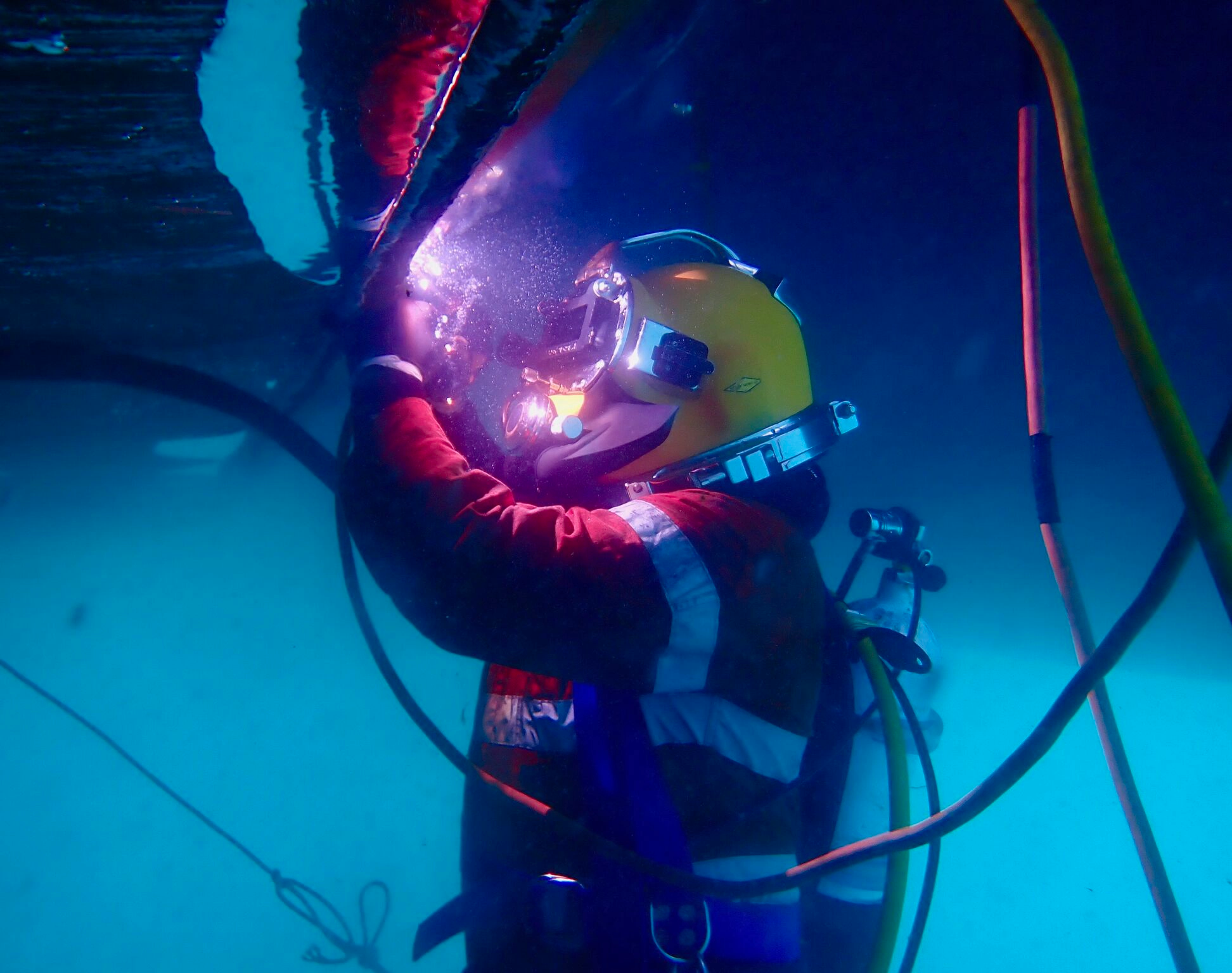 Commercial diver working underwater