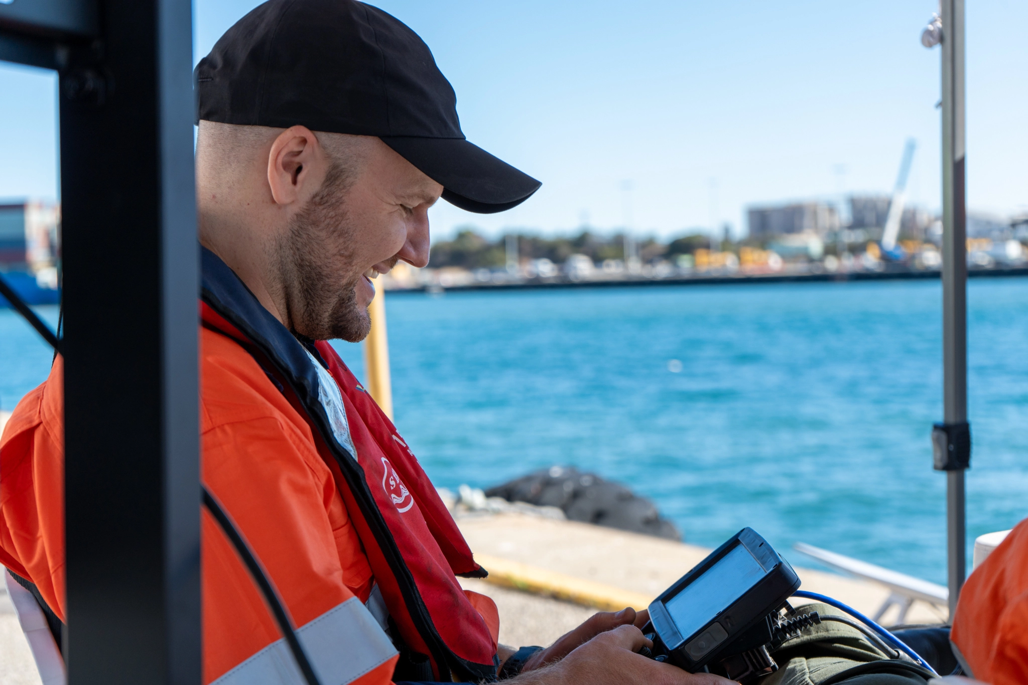 ROV pilot controlling underwater vehicle